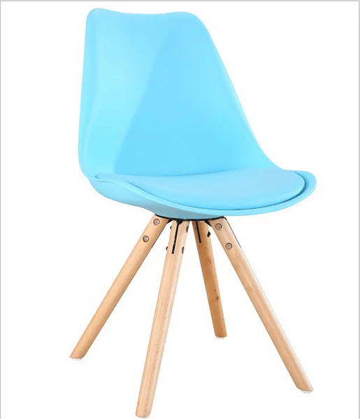 Nordic Luxury Design Wooden Legs Restaurant Cafe Tulip Chair Cushion Seat Plastic Dining Chairs