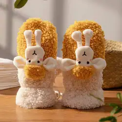 Новые перчатки без пальцев из овечьей шерсти для женщин и девушек, зимние варежки с милыми мультяшными овечьими куклами, повседневные уличные плотные теплые перчатки, подарки