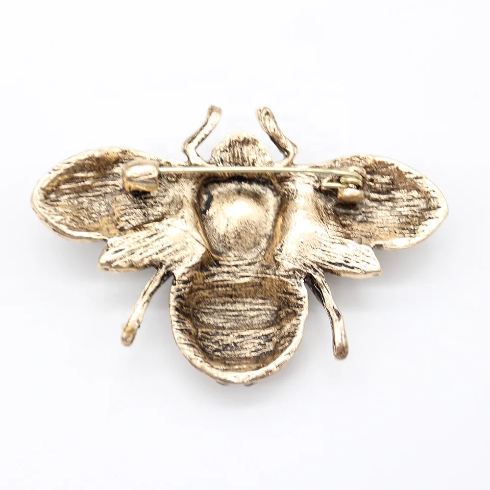 Vintage Gold Plated Purple Rhinestone Insect Honey Bee Brooches Crystal Bee Brooch for Women