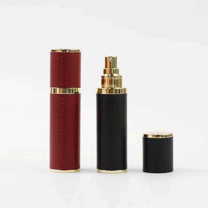 Customized Logo Leather Shell Case Luxury Beauty Spray Bottle 5 ml 10 ml 15 ml 20 ml Cologne Fragrance Atomizer