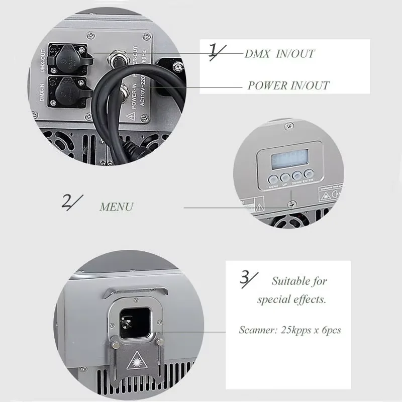ZY Outdoor Waterproof RGB IP65 Projector Latest 2W Laser With 6 Eye Aluminum Body DMX512 Control Mode 12W/18W Power