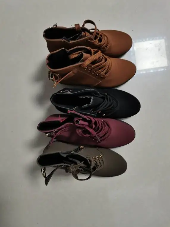 Winter spring short boot woman ankle boots Lace-up Ladies high heel feman shoes vintage female thick square heel boots