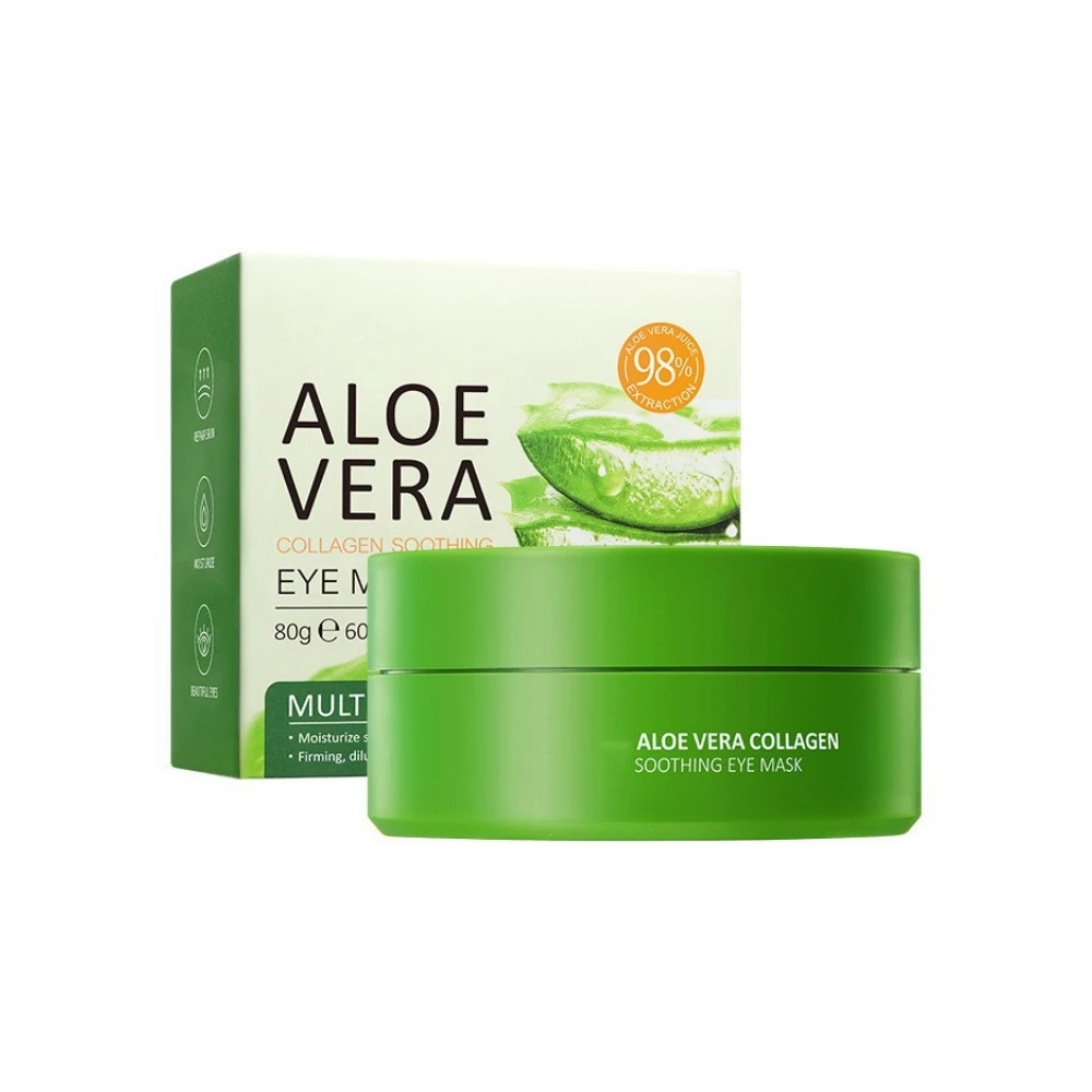 korean Aloe Vera Collagen hydrating skincare green crystal under eye brightening patches pad wholesale under eye mask