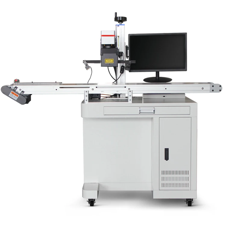 Raycus 30w visual positioning fiber laser marking machine for electronic parts keychain USB key