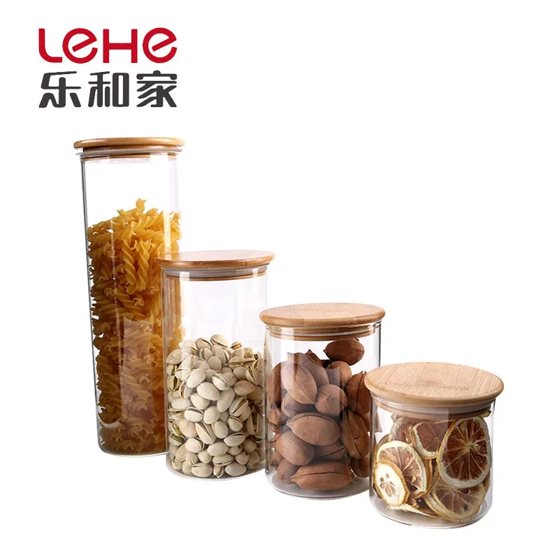 Professional glass jars with bamboo cover glass honey jar with high quality