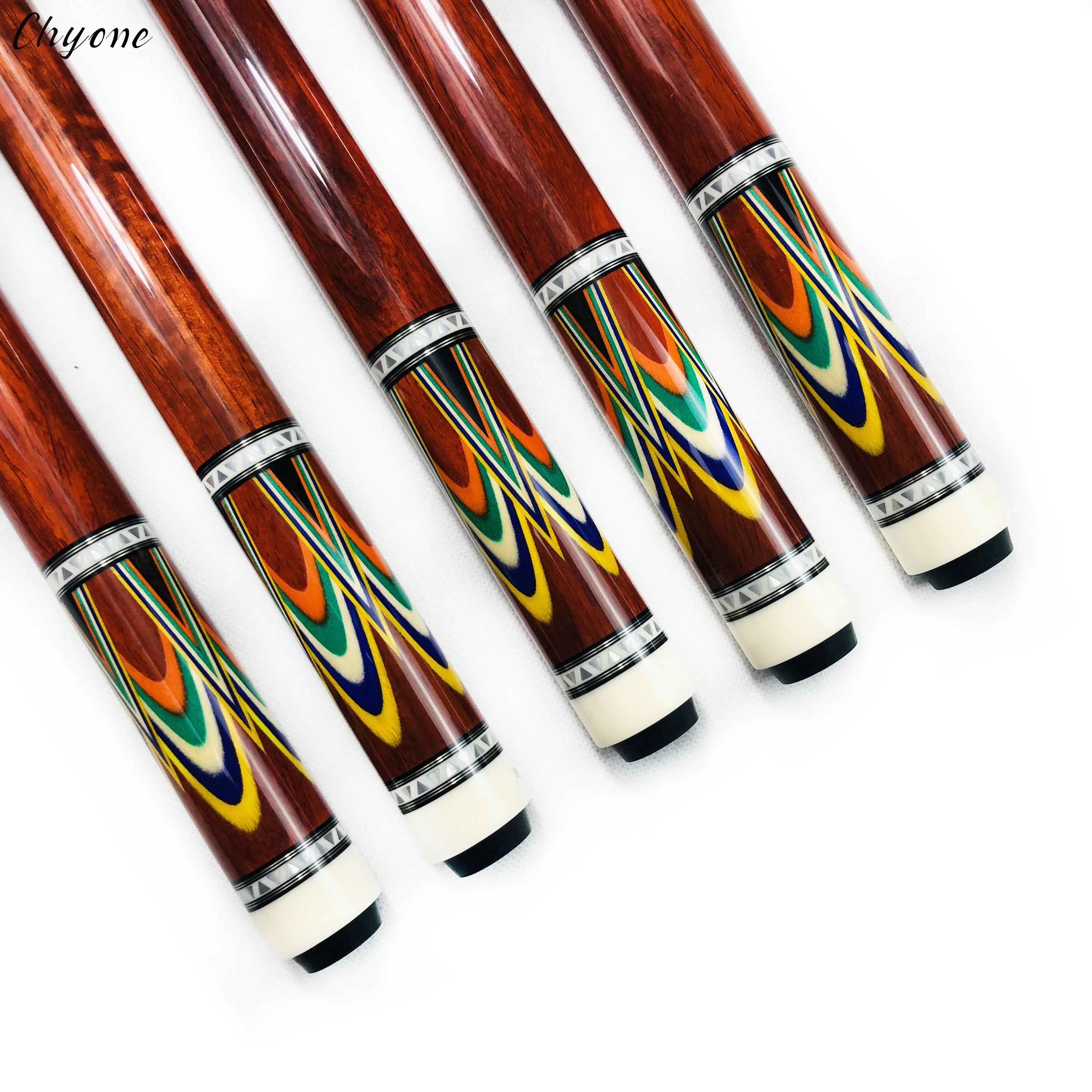 korea 3 cushion Carom cue Chyone custom rainbow butter fly inlay pool cue stick laminated curly shafts billiard cue