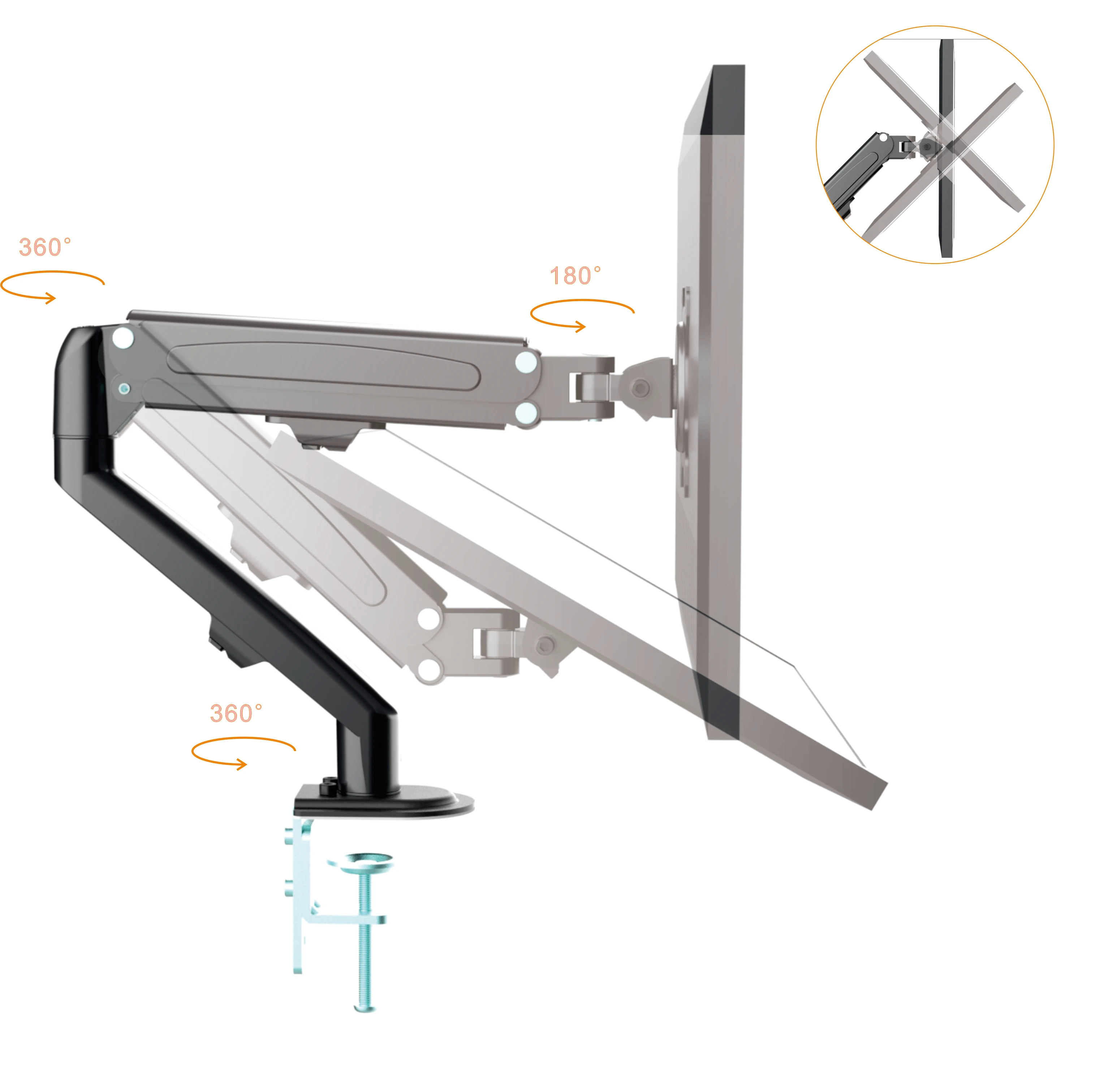 AUKI Black Computer Monitor Mounts Fits 17-27 inch LCD Flexible Medical Monitor Arm Monitor Stand  Mount