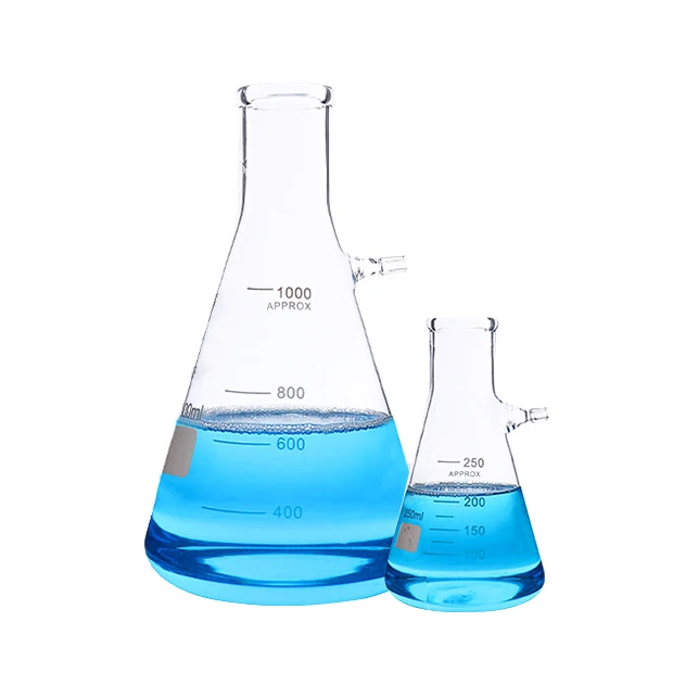 Wholesale chemistry laboratory transparent 3.3 boro glass conical filtering flask