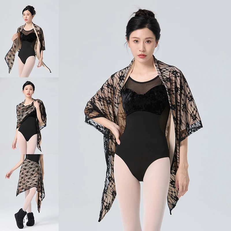 Multipurpose Women Chiffon Shawl Scarf for Dancing  Adult  Wrap Top Mesh Dance Coat  Girls Dance Skirt