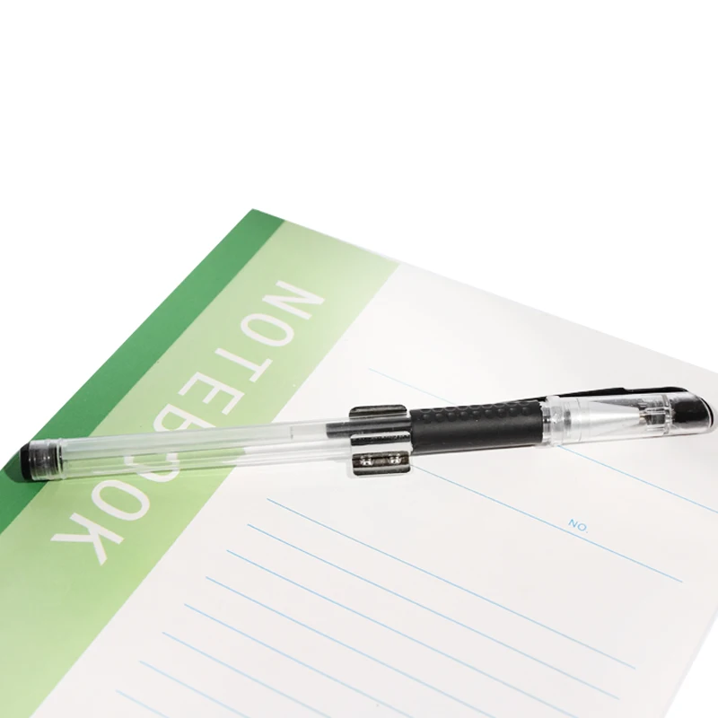 Office Accessories Silvery Color Pen Holder With Adhesive Tape Notebook Clip Pen Pencil Holder