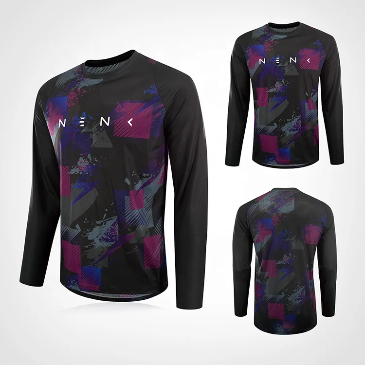 Custom design mtb jersey long sleeve mountain bike clothing oem sublimated printing mtb cycling jersey with reflective logo