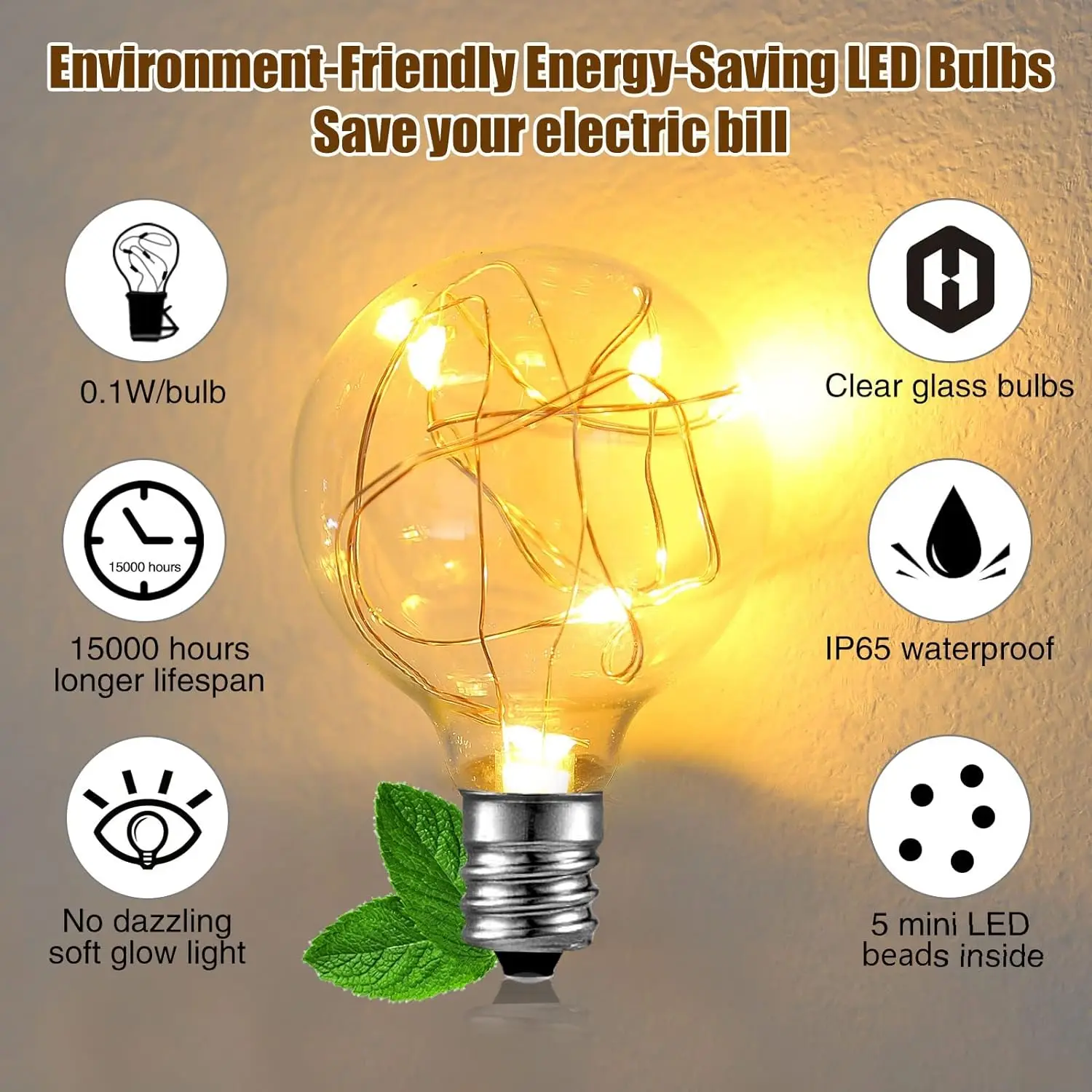 led string light copper wire Waterproof G40 LED copper wire bulb for outdoor decoration Other Christmas Decorations