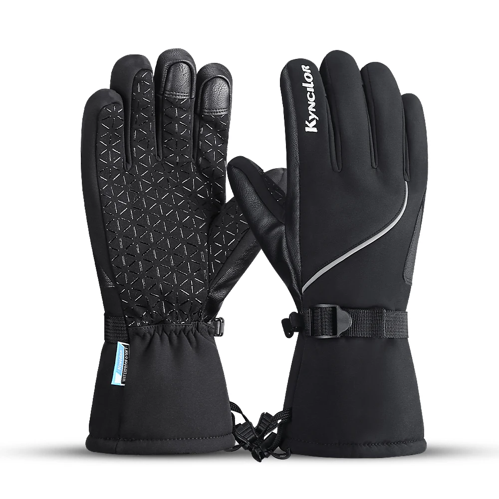 Winter Cycling Gloves Unisex Antiskid Silicone Gel Palm Snow Gloves Waterproof Touch Screen Ski Gloves Build in Fleece Keep Warm
