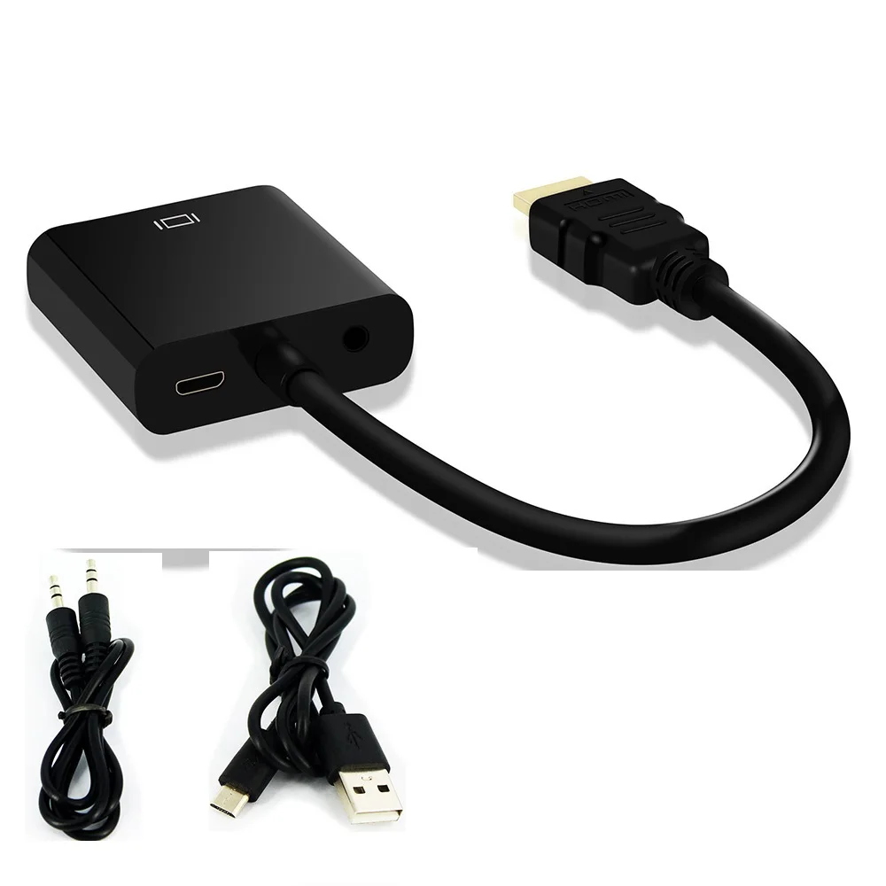 
Free Ship 1080P HD MI to VGA Adapter Male to Female Video Converter with USB Audio Cable 