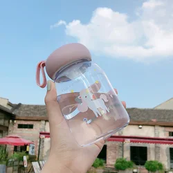 2022 Manufacturers wholesale  Heat-resistant transparent glass female portable simple, fresh and lovely student cup with rope