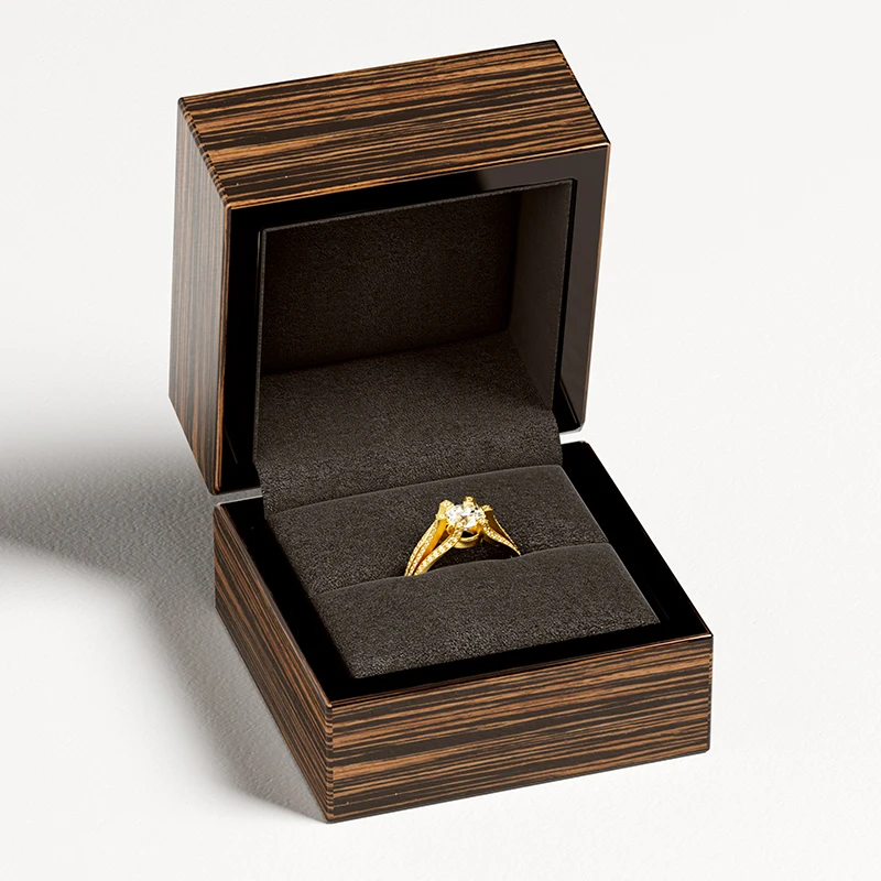 Custom Logo Printed Quality Luxury Wooden Small Big Ring Jewellery Gift Boxes Packaging Set