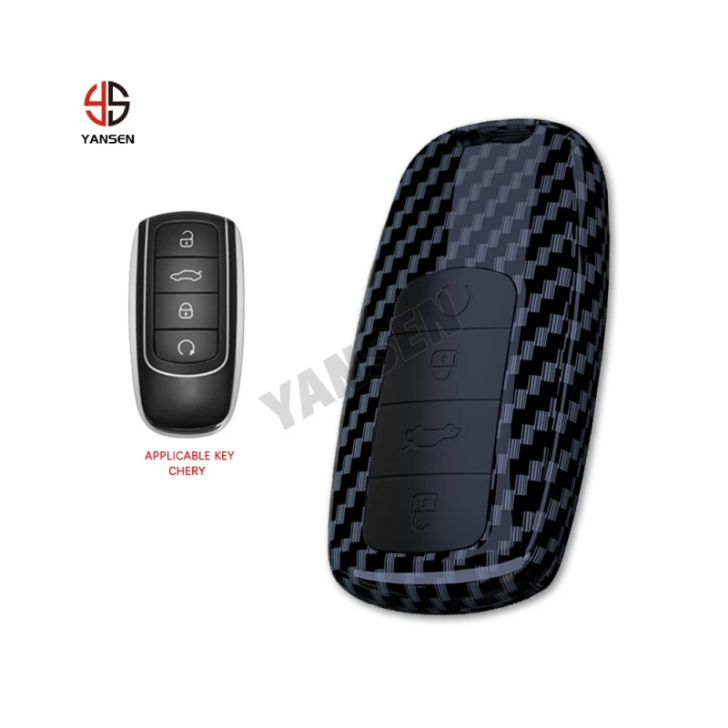 Carbon Fiber Car Key Case Cover Shell Holder For Chery Tiggo 8 Arrizo 5 PRO GX 5x EQ7 Tiggo 7Pro Omoda 5 C5 Keychain Accessories