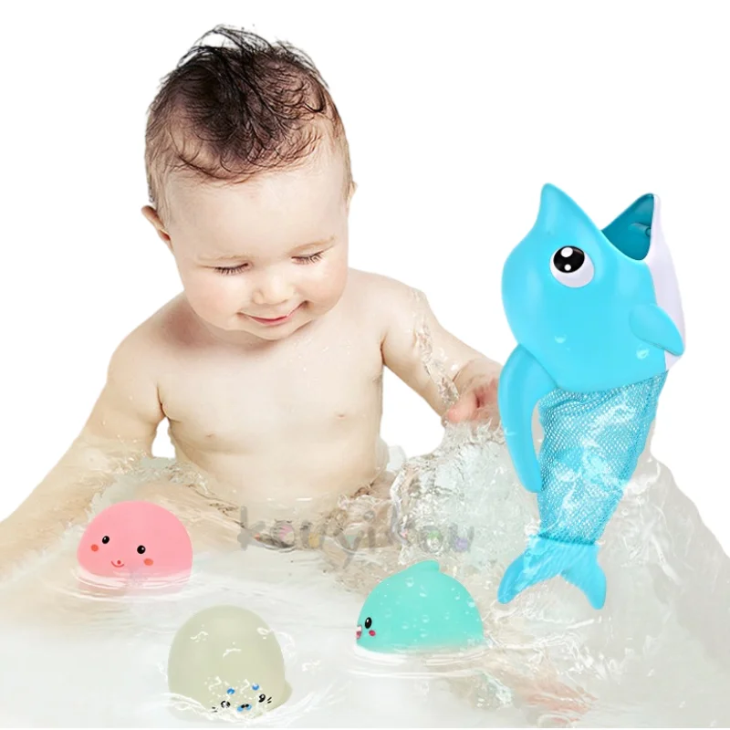 kouyikou Hot selling summer Outdoor Beach Toy Safety EVA Material Water Dolphin fishing toy with DOLL baby bath set toy