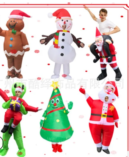 Christmas Tree Snowman Santa Claus Inflatable Costume Suit Cosplay Fancy Party Dress Halloween Costume For Men Women