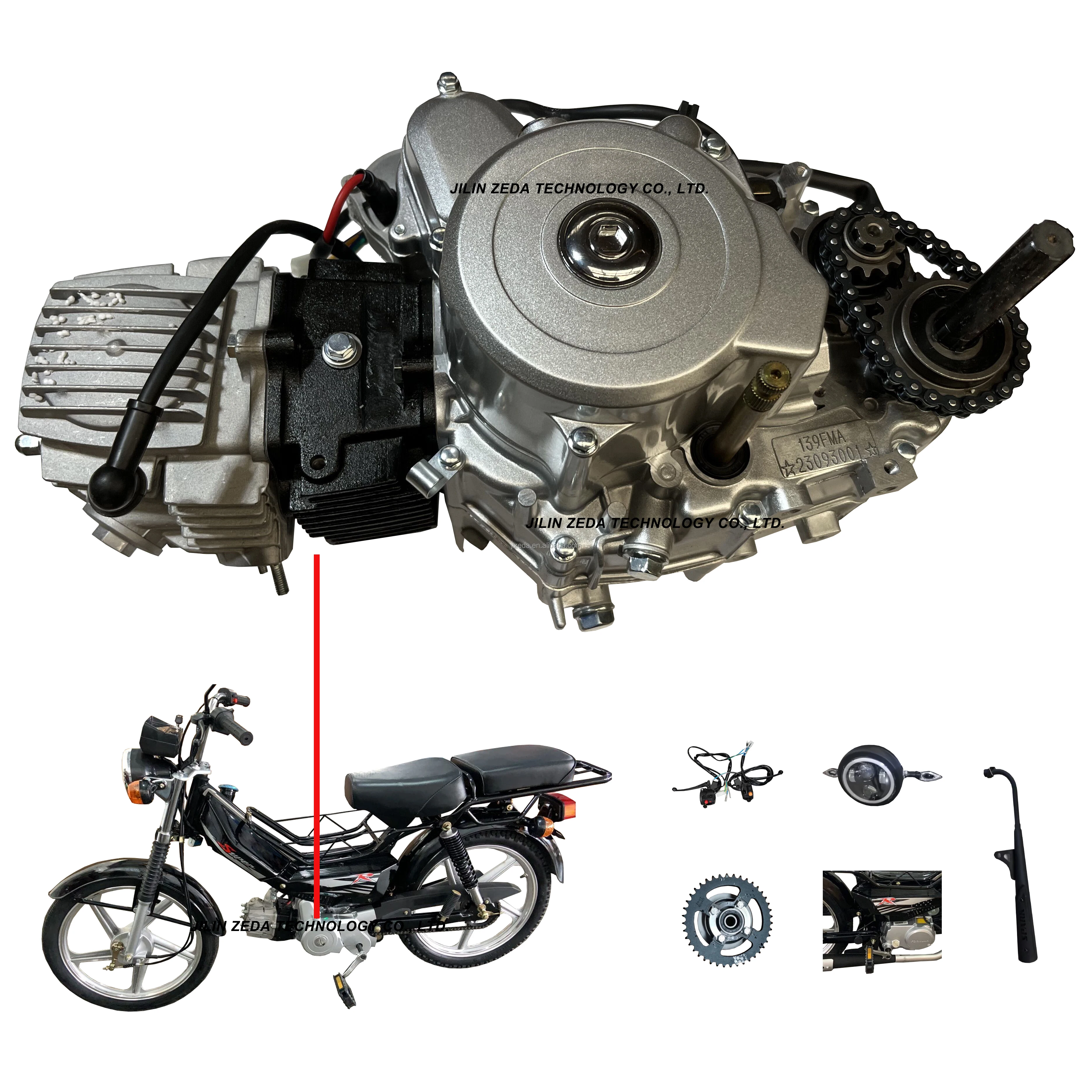 Gasoline bicycle moped scooter 4 stroke 110cc 97cc bike motor moped bike engine