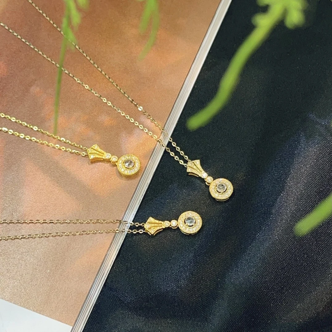 18K 14K True Gold Chain Necklace Fashionable Luxury Female Bride Accessories Laboratory Growing Diamond Necklace