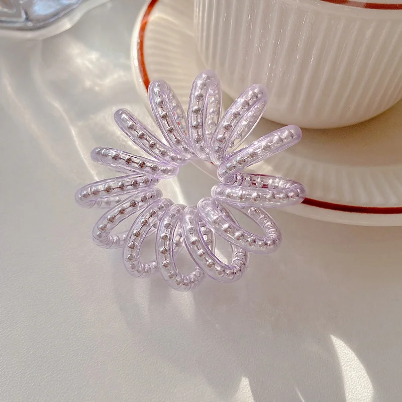 Ziming Korean Style Vintage Leopard Pattern  Wrapped TPU Telephone Wire Hair Ties Macarons Colors Elastic Hair Rings For Girls