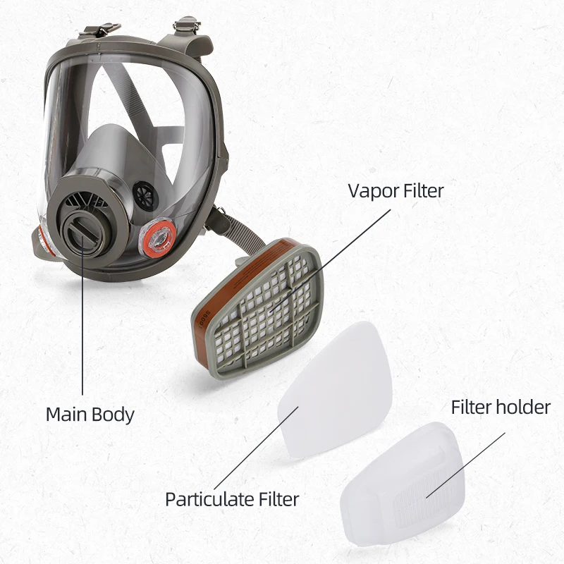 Full-Faced Respirator Gas Mask 6800 with Double Filter Element Replaceable Breathing Device for Industrial Use