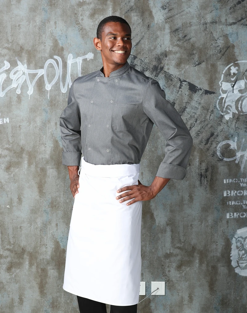 CHECKEDOUT 2022 latest design double breasted long sleeve fashion chef jacket and catering uniform for hotel and restaurant