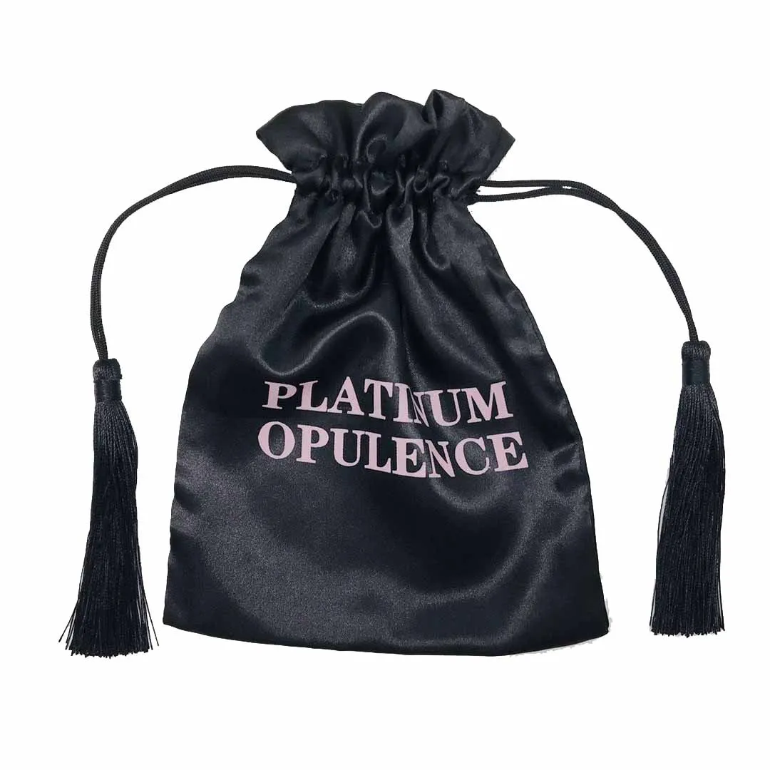Custom Satin Hair Extension Packaging Bags With Tassels String