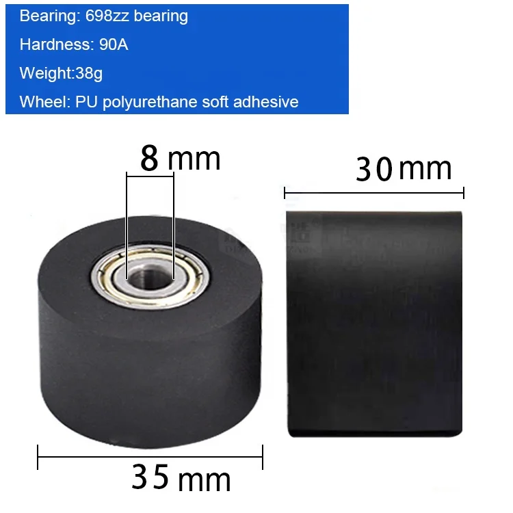 factory supply custom 8*40*20mm flat guide PU roller wheel sliding pressing pulley wheels with double bearing