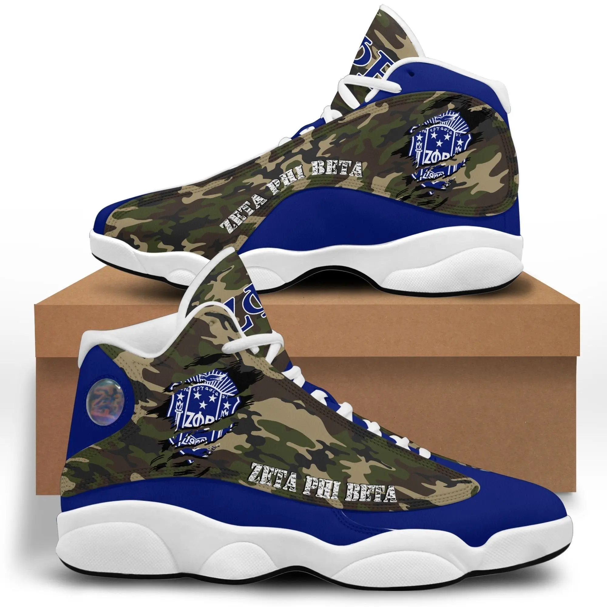 Zeta Phi Beta Camouflage Sneakers With Custom Logo No Minimum Fashion Outdoor Anti-slip Lace-up Sneakers Drop Shipping Shoes Hot