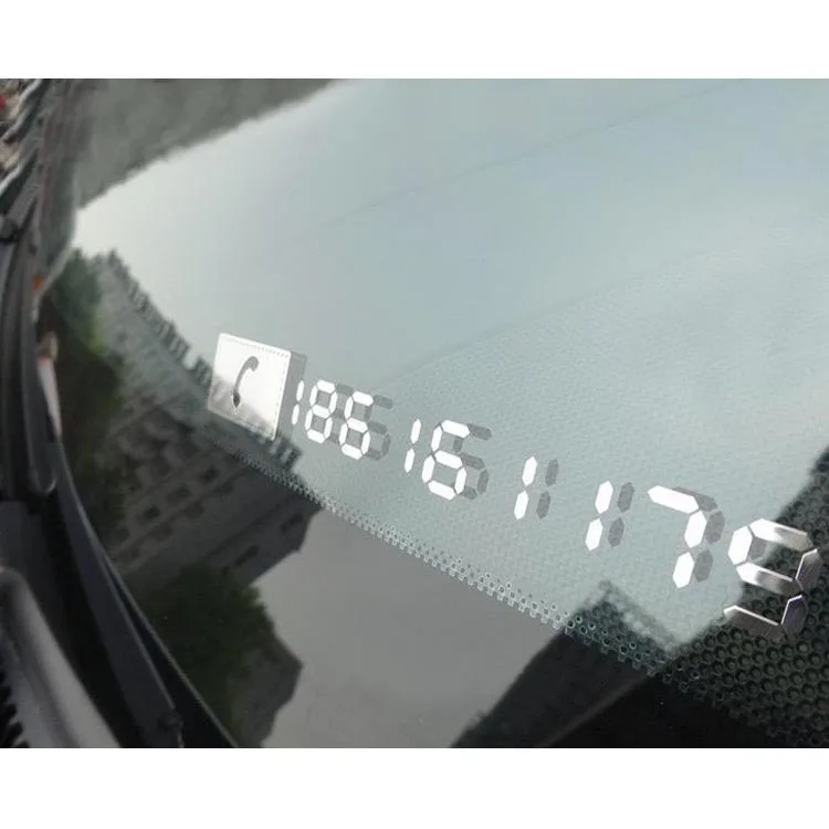Custom Metal temporary parking signs Small size phone number car Window Sticker