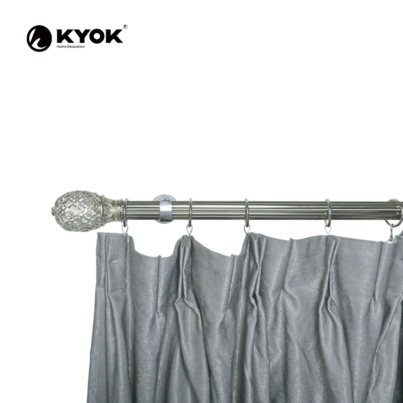 KYOK 2 meter single Factory Price Ball Shaped Shiny si;ver curtain dinial for interior decoration