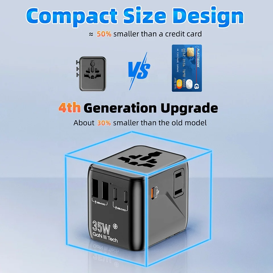 Worldplug New Design 2AC PD 35W Universal Travel Plug Adapter Newest Electrical Socket with USB Power Charger