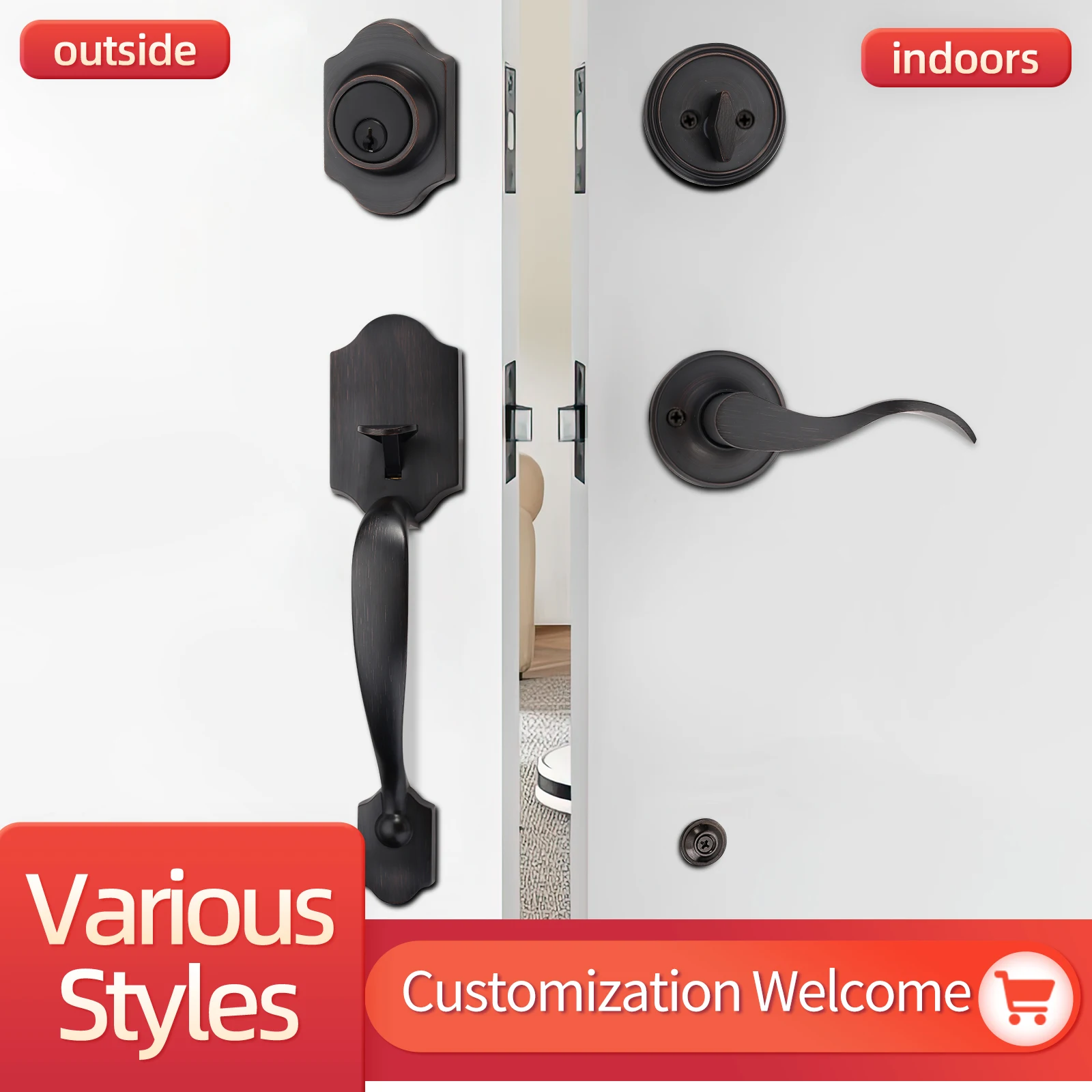 Filta Hot Selling European Style Oil Rubbed Bronze Front Door Grip Lock Deadbolt Lock Set  Keyed Entry Door Lock Set Wholesale