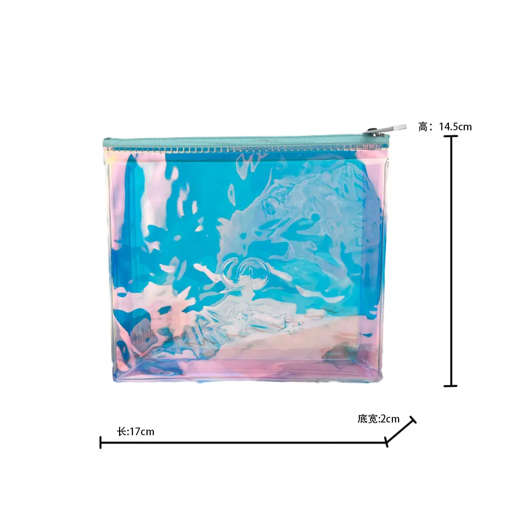 OMOI Customized PVC Laser Tote  Print Logo Magic Transparent Plastic Bag Shopping Bag Glitzy Jelly Bag