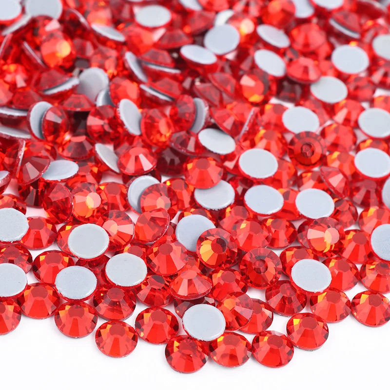 Оптовая продажа круглые стеклянные кристаллы SS6 SS10 SS16 SS20 с плоским основанием для самостоятельной сборки одежды