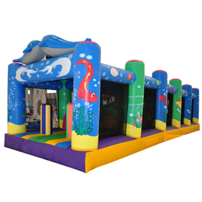 AOQI design children play equipment undersea inflatable fun city amusement park with free EN14960