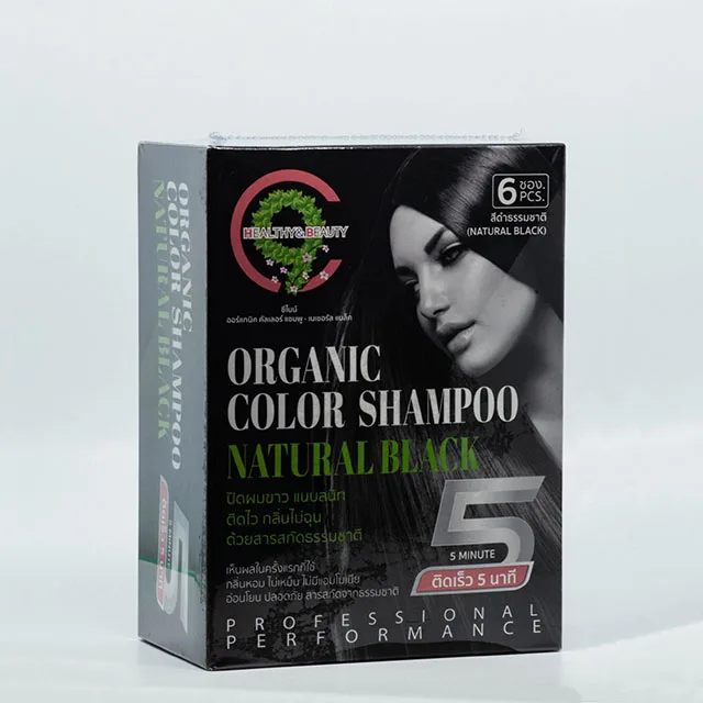 Wholesale Thailand OEM Organic Hair dye color shampoo Black color good quality from Thailand sample available 30ml *6