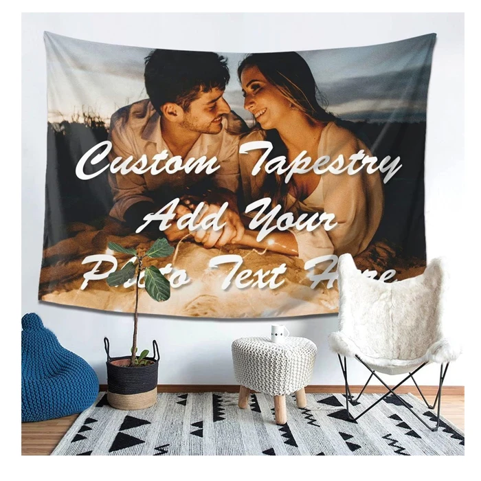 Any Size Funny Design Your Own Full Color Printing Wall Hanging Custom Backdrop Personalized Imagines Tapestry With Photos Text