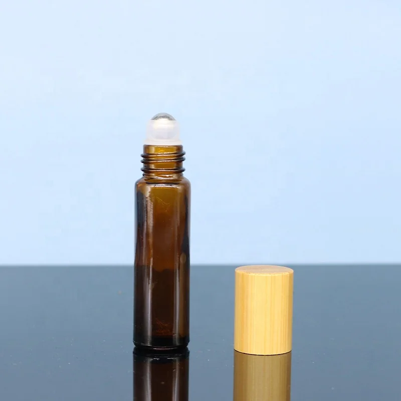 LZ Pack Stock MOQ 100pcs 5ml 10ml Round Bamboo Clear Frosted Eye Serum Roller Bottle Custom Private Label Glass Lip Gloss Tube