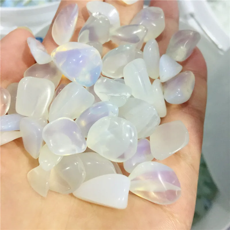 
Factory Price Healing 0.8-1.5CM White Opal Gravel Tumbled Pebble Opalescent Crystal Macadam For Sale 