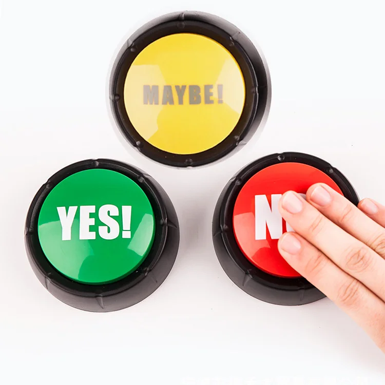 Funny yes no sorry mabye answer buzzers with sound push talking music buttons custom easy button for kids