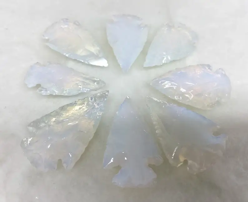 handmade opal glass crystal arrowhead 1 to 1.5 inch for wire wrap pendant making at wholesale rate buy from NGE