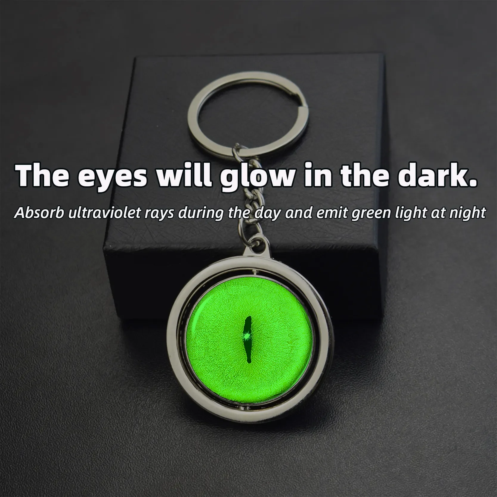 Luminoud Eyes of the Demon Dragon Keychain Evil eyes Jewelry Funny Rotating  Animal Eye Key Chain Student Gifts