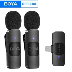 BOYA BY-V2 Video Recording Interview Live Streaming Cancellation Omnidirectional Wireless Lavalier Microphone for iPhone iPad