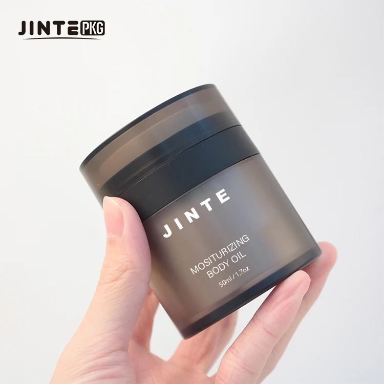 30ml 50ml Round Shape Luxury Custom Cosmetic Package Frosted Brown Acrylic Airless Pump Jar Airless Pump Face  Eye Cream Jar