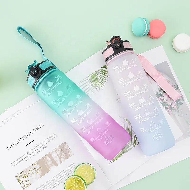 USA Europe Hot Sales 1 L BPA Free Plastics Motivational Water Bottle