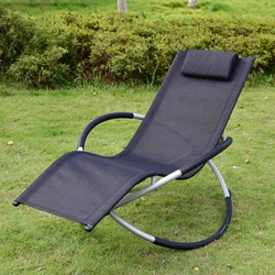 Outdoor Metal orbital foldable lounger beach chairs with pillow recliner zero gravity KD rocking lounger rocking chair