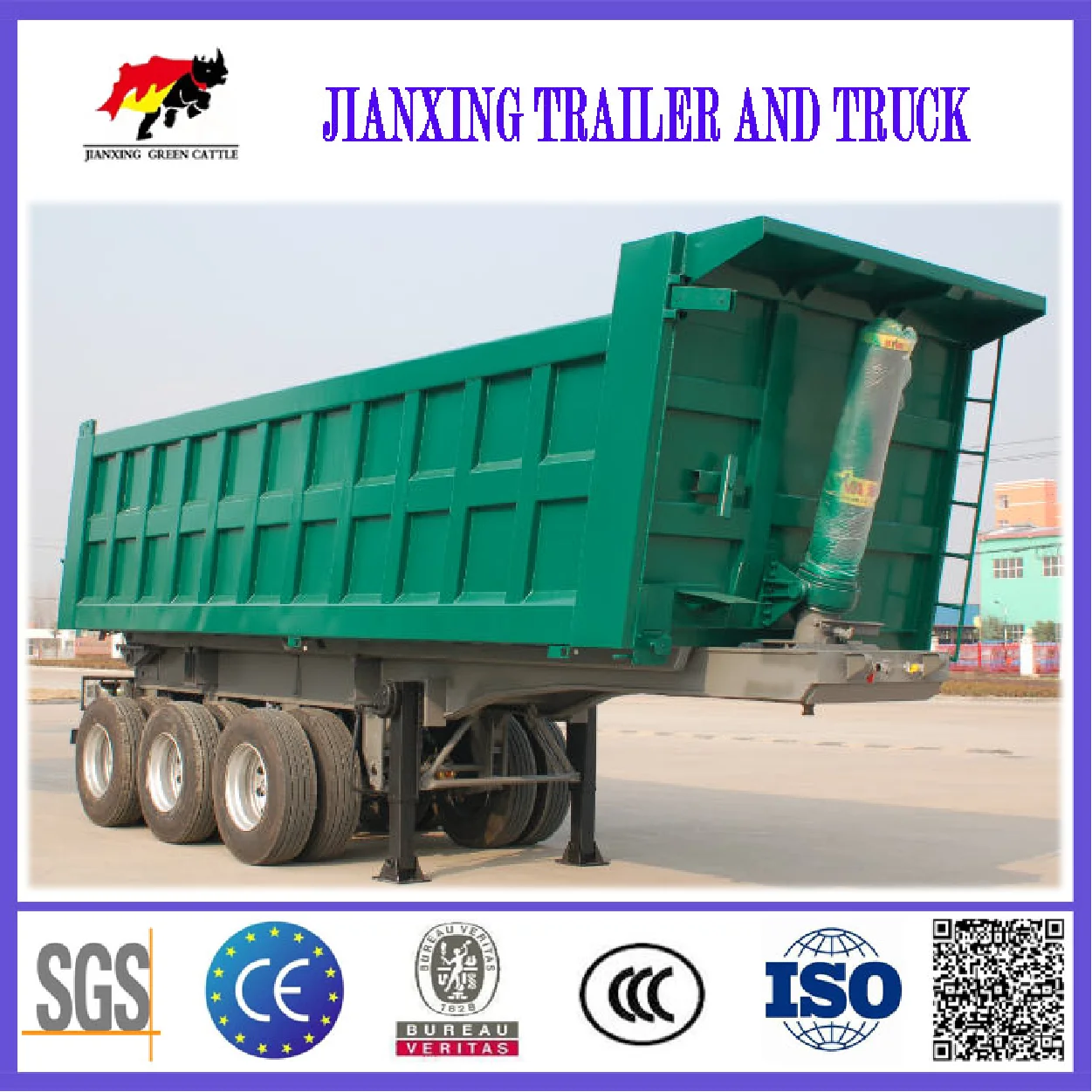 Manufactory direct sale 20ft 40ft 3axles drop side tipping trailers hydraulic dump truck trailer